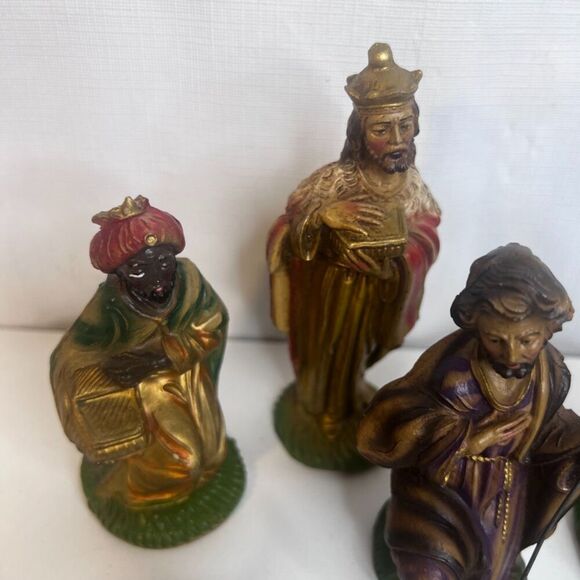 Vintage Hand Painted Italian Nativity Scene Creche Composite Christmas Holiday - Picture 6 of 9